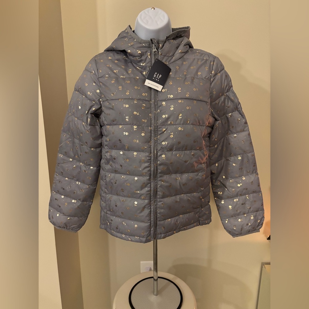 GAP Kids Metallic Gray Puffer Jacket